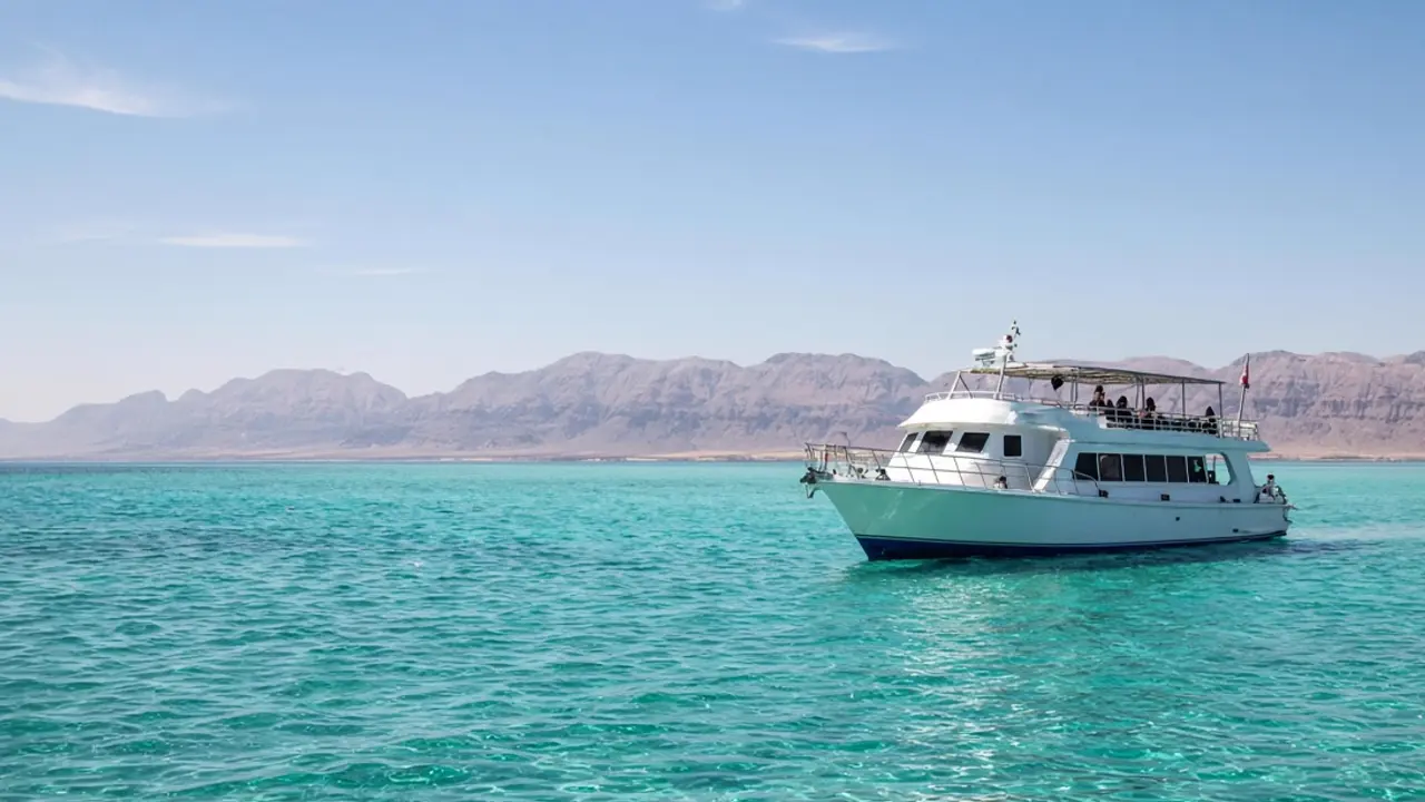 Liveaboard dive yacht at sea off the Sinai coast